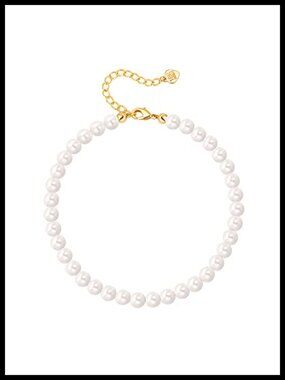 Handmade Pearl Beads Anklet 18k Gold Plated Adjustable Ankle Bracelet